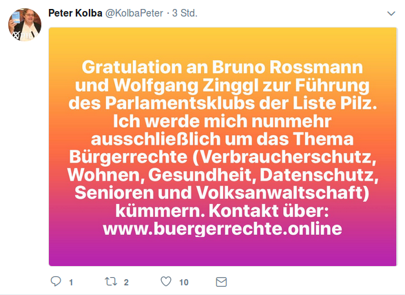 Peter Kolba Gratulation