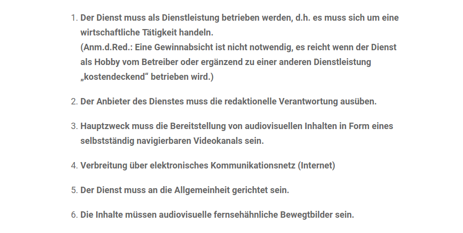 Youtube-KommAustria-Sechs Kriterien-Abrufdienste-Österreich-Regulierung-Audiovisuelles Mediendienste Gesetz