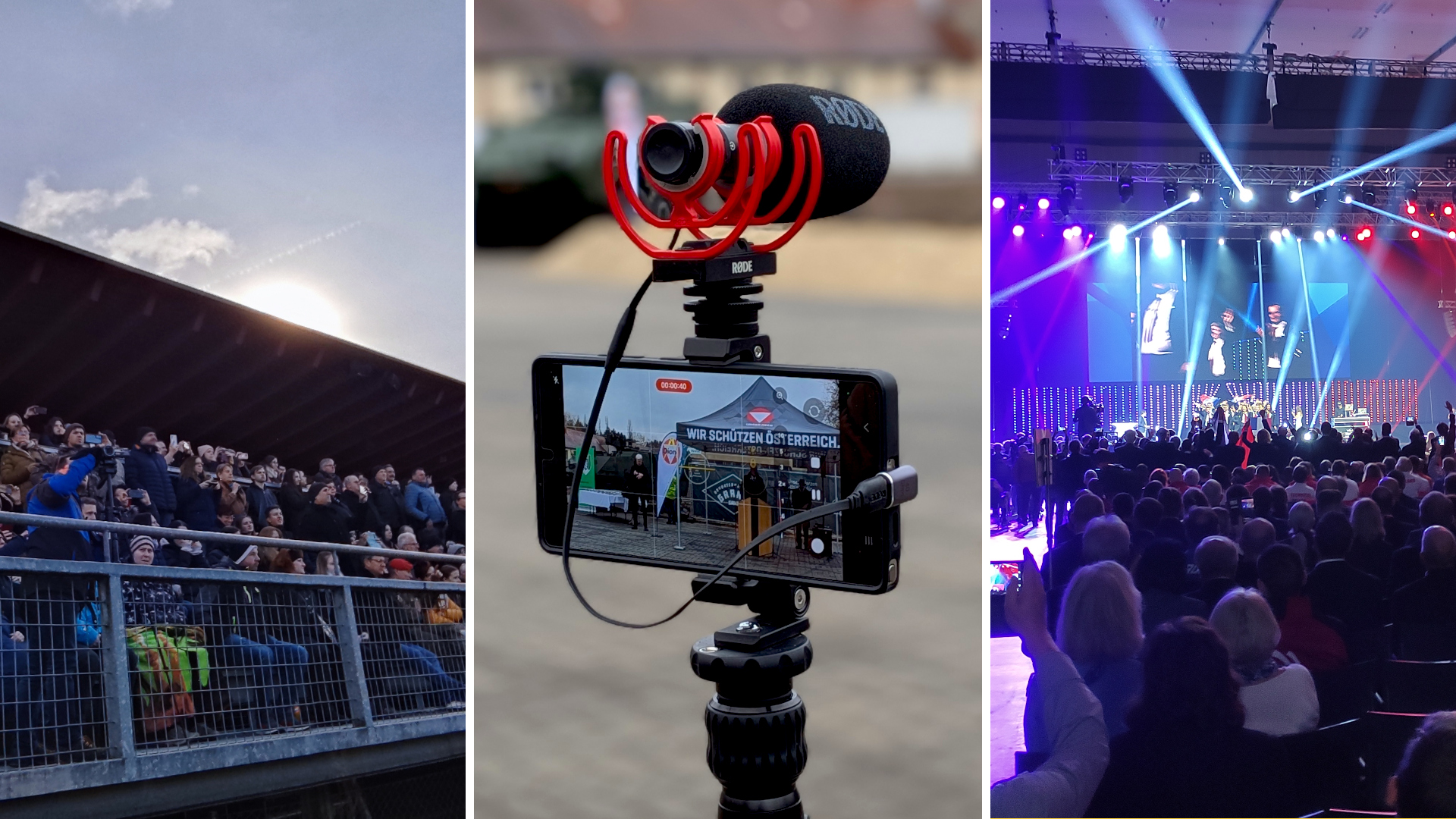 Smartphone Stadion Tribüne Thal Euroskills Stadthalle Graz Streamingabgabe-Smartphone-Stadion-Stadthalle-Graz-Thal-Steiermark-Mikrophon-Graz-Gablenzkaserne-